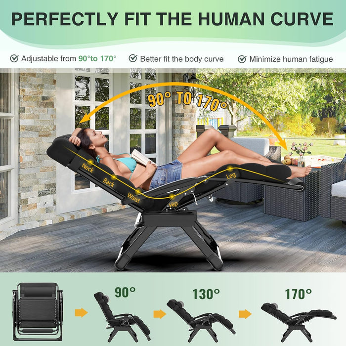 Oversized Zero Gravity Chair,500Lbs 33In XXL Outdoor Recliner Chairs