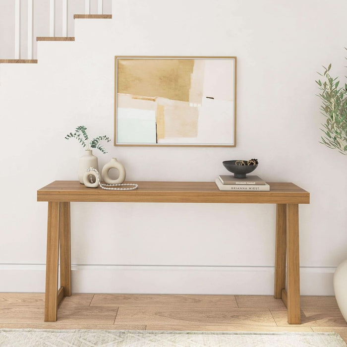 66 Inch Console Table 66 Inch Sculpted Console Table Pecan Finish — ShipItFurniture