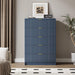 47" Tall Fluted 5-Drawer Dresser for Bedroom, Blue