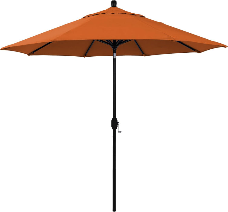 12-Year-Non-Fading, 9Ft Premium Sunbrella Patio Umbrella, Hand-Crank, Button-Tilt, Black Frame, Tuscan Fabric