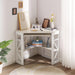 Corner Desk Computer Desk Writing Table with Smooth Keyboard Tray & Storage Shelves,Compact Home Office Triangle Table,White