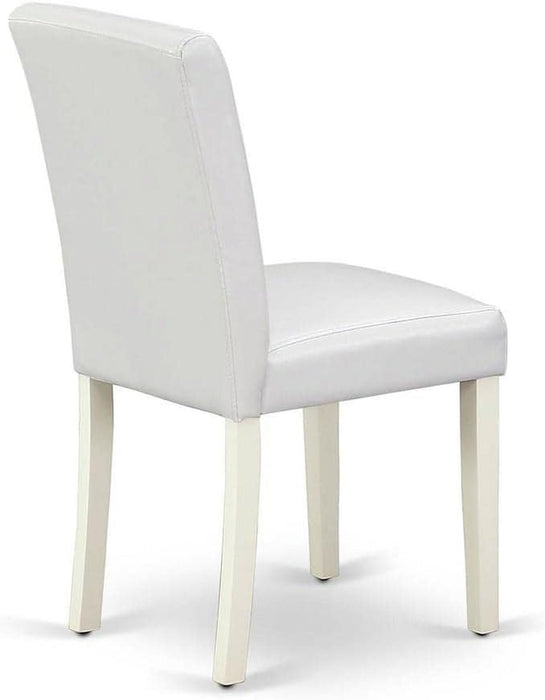 Abbott Classic Parson Dining Chairs - White Faux Leather Upholstered Chairs, Set of 2, Linen White