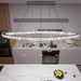 32 Inch Silver Crystal Butterfly Chandelier, Adjustable Hanging Linear Chandeliers, Oval Rings Chandelier for Dining Room, Living Room, Foyer