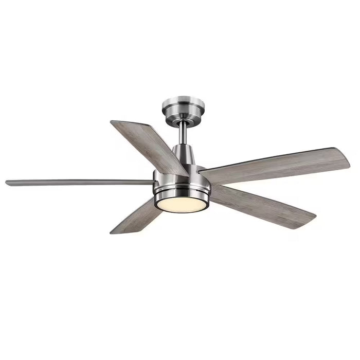 Fanelee 54 In. White Color Changing LED Brushed Nickel Smart Ceiling Fan with Light Kit and Remote Powered by Hubspace