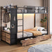 IndustrialGrade Brown Metal Twin Over Twin BunkBedStorage