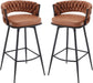 BV Bar Height Bar Stools Set of 2, 30 Inch Seat Height Bar Stools, 180° Swivel Barstools with Woven Back and Footrest, Suede Fabric Counter Stools for Kitchen Island, Bar Pub