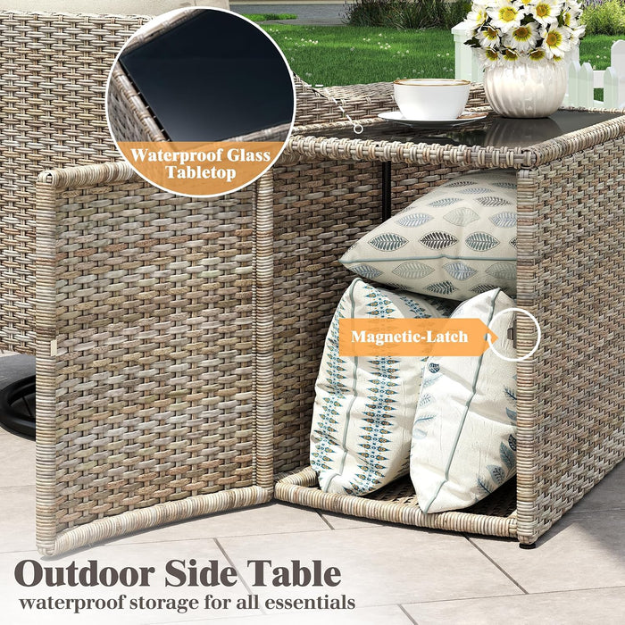 9-Piece Patio Furniture Set with Rocking Chairs & Storage Table