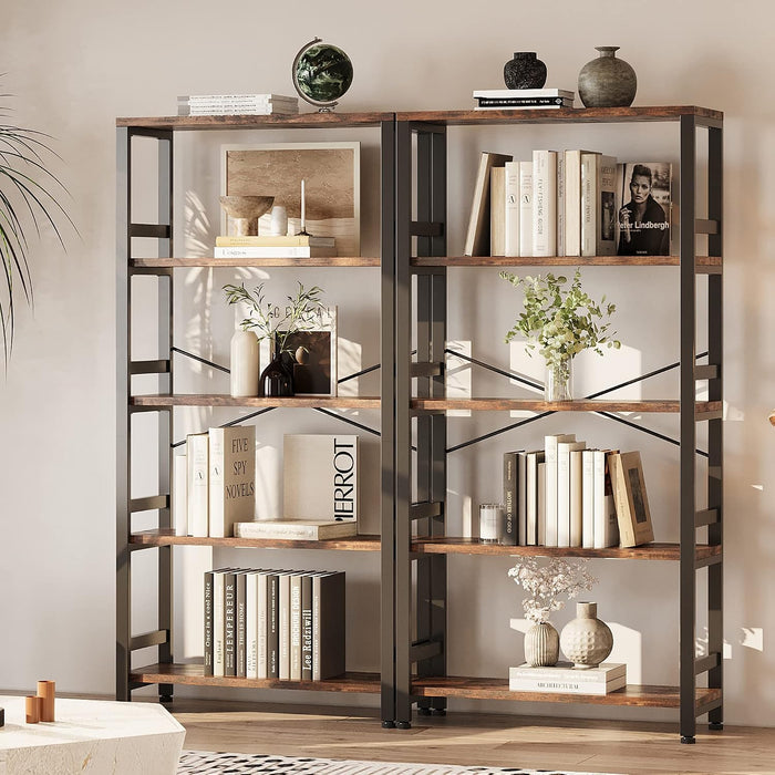 Bookshelf, 31.5" 5-Tier Ladder Industrial Bookcase, 110Lb Shelf
