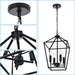 Farmhouse Chandelier Black Openwork Cage Four Light