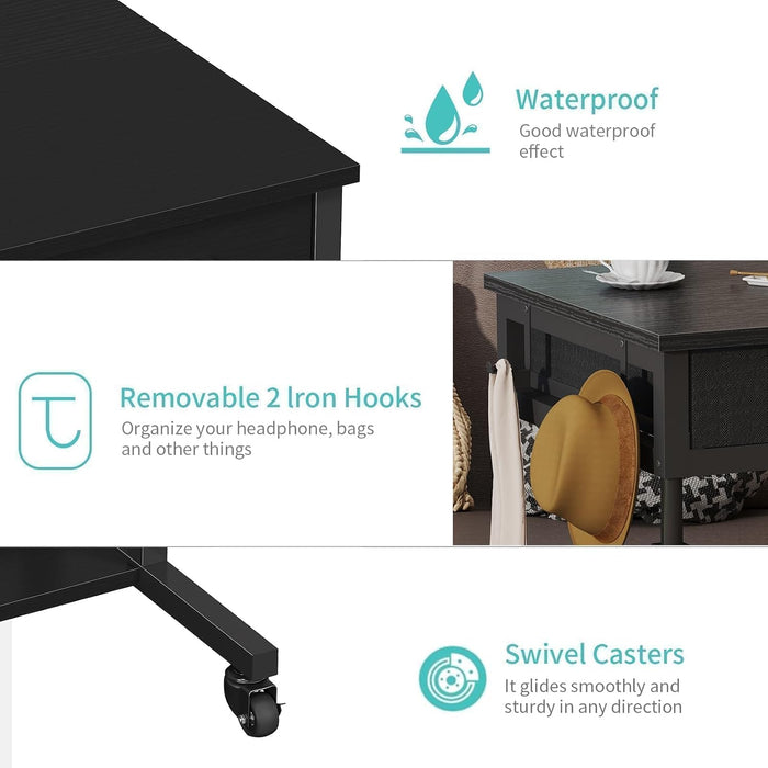 Rolling Standing Desk with Drawers, Small Mobile Desk on Wheels