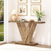 51 Inch Console Table, Modern V-Shaped Entryway Table, Wood Sofa Table behind the Couch for Living Room, Hallway, Entrance, Foyer, Easy Assembly, Brown