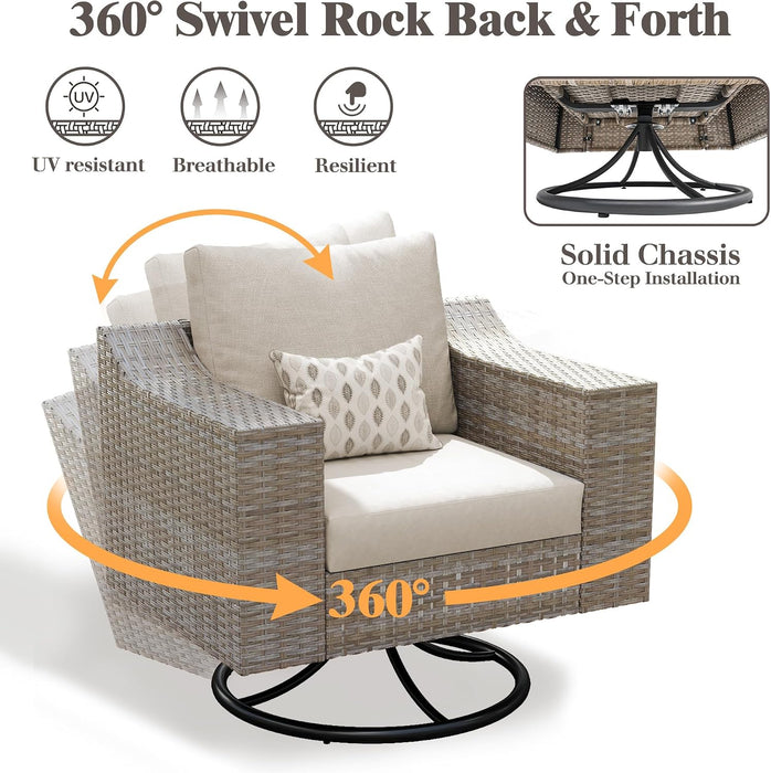 9-Piece Patio Furniture Set with Rocking Chairs & Storage Table