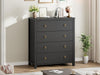 Black Storage Dresser Chest 4 Drawers 37InchesTall