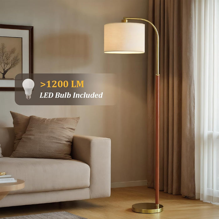 66Inch WalnutGold Arc Floor Lamp With ModernElegance