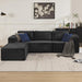 106 Inch Modular Sectional Sofa Black CorduroyFabric