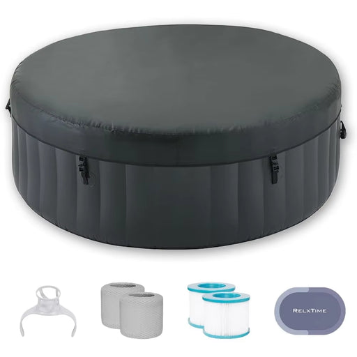 Inflatable Hot Tub 2-4 Person, Blow up Hottub Portable Spa Square Outdoor Hottub, 110 Bubble Air Jets, Cover, 2 Filter Cartridge