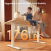 55 X 24 Inchs Electric Standing Desk, Height Adjustable, Sit Stand Up, Computer Office Desk with Splice Board, White Frame/Maple Top