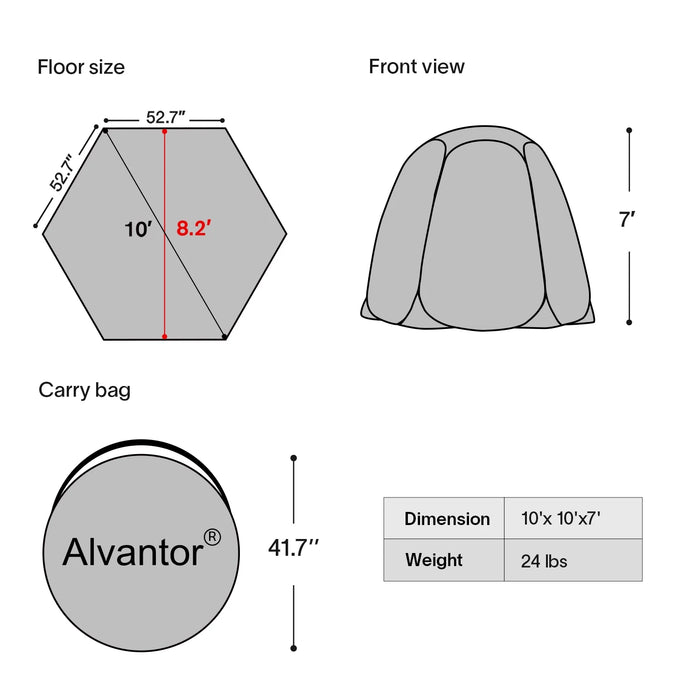 Bubble Tent Pop up Canopy Family Camping Gazebo 10'X10' Beige