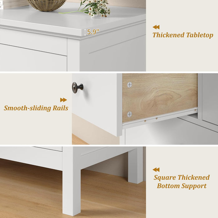 47" White Dresser for Bedroom with 7 Drawer & Metal Handles