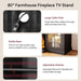 80" Fireplace TV Stand with 3-Sided Glass, TV Cabinet for Tvs up to 90", Modern Media Entertainment Center with Farmhouse Glass Door Storage Cabinets, for Living Room, Black