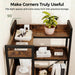 5-Tier Corner Bookshelf, L-Shaped Metal Frame Shelf with Tall 14" Shelves, Plant Stand and Storage Rack for Small Spaces, Living Room and Home Office, Brown