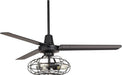 52" Plaza Rustic Industrial Vintage 3 Blade Ceiling Fan with Light Kit LED Remote Control Matte Black Cage 3-Light for House Bedroom Living Room Home Kitchen Dining Office