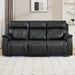 Power Recliner Sofa Set with Flip Middle Backrest, Living Room Furniture Sets, Leather 3 Seater Reclining Sofa Couch with Ambient Lighting, Cup Holders, Side Pocket for Living Room, Black