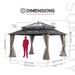 14x12 Hardtop Cedar Wood Gazebo PolycarbonateRoof CurtainsNetting