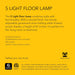 Floor Lamp with 5 Movable Shades & Adjustable Brightness – Perfect Lighting for Bedroom Decor, Beauty & Art Studio, Silver