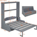Queen Size Murphy Bed, Wall Bed with Sofa and Cushion, Grey