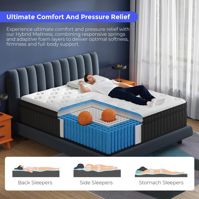 Queen Hybrid Mattress Twelve Inches Pocket Springs