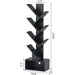 6 Tier Tree Bookshelf, Tall Bookcase with Drawer, Freestanding Book Shelf, Display Floor Standing Storage Shelf, Book Organizer Shelves for Home Office, Living Room, Bedroom, Black