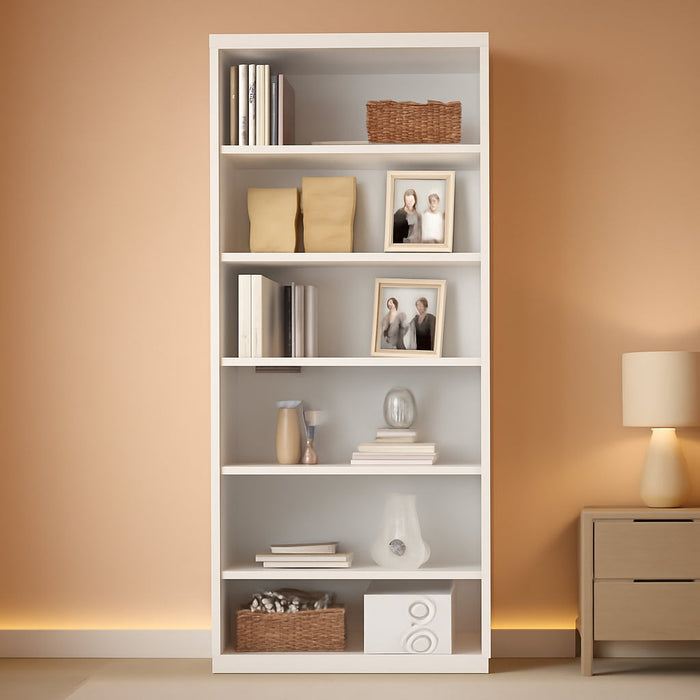 6-Tier Open Bookshelf, Modern Wood Bookcase, White | 71" Tall Floor Standing Bookcase, Wood Display Storage Shelf for Home Office Living Room