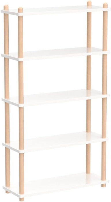 5Tier PremiumQuality SolidWood Bookshelf White Display Unit