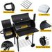 Outdoor Charcoal Grill with Smoker,  14Inch Wide Charcoal Grill with Offset Smoker for Backyard Party Cooking, 438 Sq.In. BBQ Cooking Surface,Black