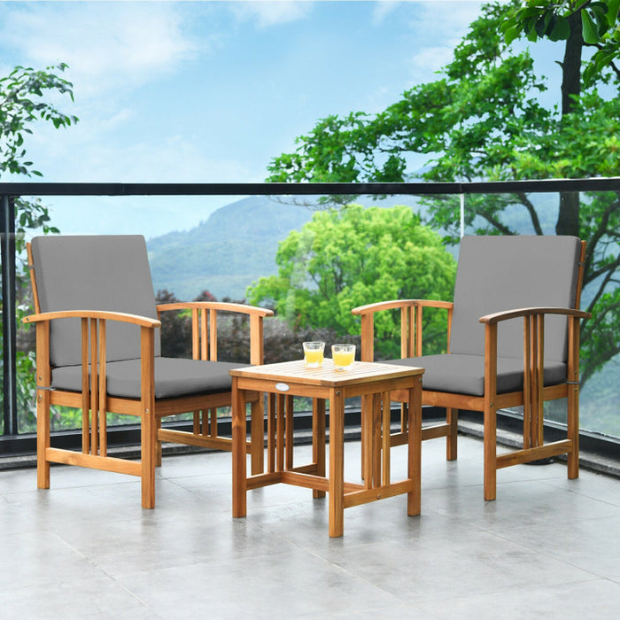 3 Pieces Solid Wood Outdoor Patio Sofa Furniture Set