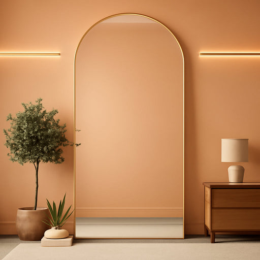 76"X34" Arched Full Length Mirror, Floor Mirrors with Aluminum Alloy Frame Free-Standing Wall Mounted Large Dressing Mirror for Living Room Bedroom Cloakroom