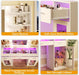 Vanity Desk, Makeup Vanity Desk with Mirror and Lights 3 Colors, Transparent Top with 3 RGB Drawers, 6 Shelves, 2 Large Tempered Cabinets, Power Outlet, for Bedroom, White