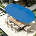 15FT Outdoor Patio Umbrella with Crank, Large Rectangular Market Umbrella, Double-Sided Outdoor Umbrellas with Cross Base & Sandbag for Porch, Lawn, Pool, Backyard, Royal Blue