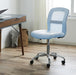 Essential Armless Deskchair, Small Task Chair with Wheels, Breathable Mesh Back, quality Foam Cushion Seat for Comfort, Functional, Lightweight and Versatile, Sky Blue
