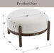 Modern Ottoman, Soft Sherpa Fabric Footrest Bench with Solid Wooden Legs Single Seat for Living Room Bedroom, Beige