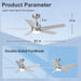 52 Inch Brushed Nickel Ceiling Fan with Light and Remote Control