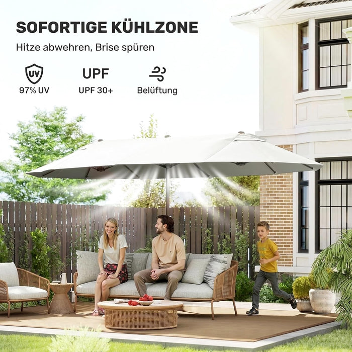 Extra Large 15 Ft Patio Umbrella with Crank Handle