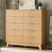 Fluted Dresser for Bedroom with 10 Drawers, 48" Wide Modern Chest of Drawers with Metal Handle, Wooden Dresser TV Stand, Wood Closet Clothes Storage Organizer for Living Room, Hallway, Natural Oak