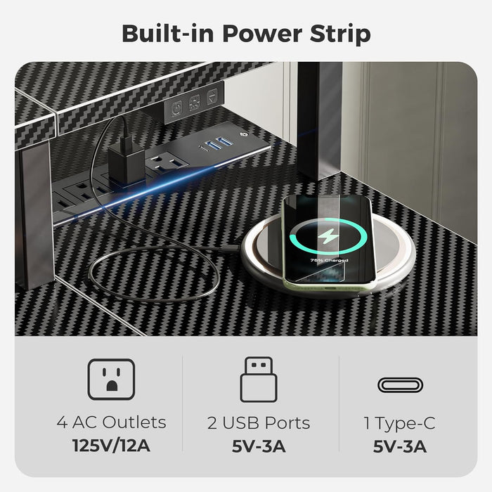 47Inch L Shaped Gaming Computer Desk PowerOutletsPlus
