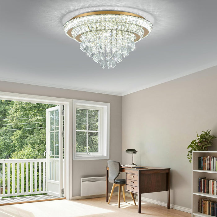 Crystal Ceiling Light Smart Flush Mount Chandelier for Dining Room