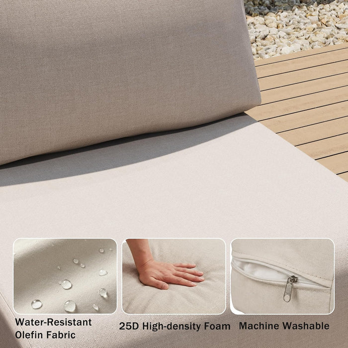 3-Piece Patio Conversation Set, Sectional Sofa with Coffee Table