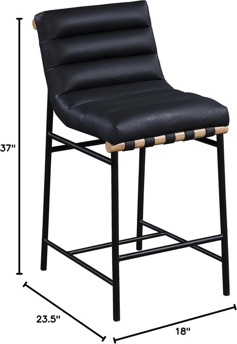 857Black-C Burke Collection Modern | Contemporary Vegan Leather Upholstered Counter Stool, Black, 18" W X 24" D X 37.5" H