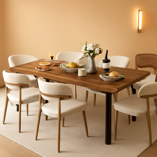 Dining Room Table for 6-8 People, 79”Dining Table, Rectangular Kitchen Table with Iron Legs, Quick Assembly, 300 Lbs Capacity, for Dining Room, Kitchen and Living Room, Retro Brown