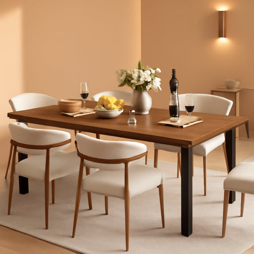 Dining Room Table for 6-8 People, 79”Dining Table, Brown | Kitchen Table with Iron Legs and Irregular Desktop, Quick Assembly, 300 Lbs Capacity, for Kitchen, Living Room(Only Table）